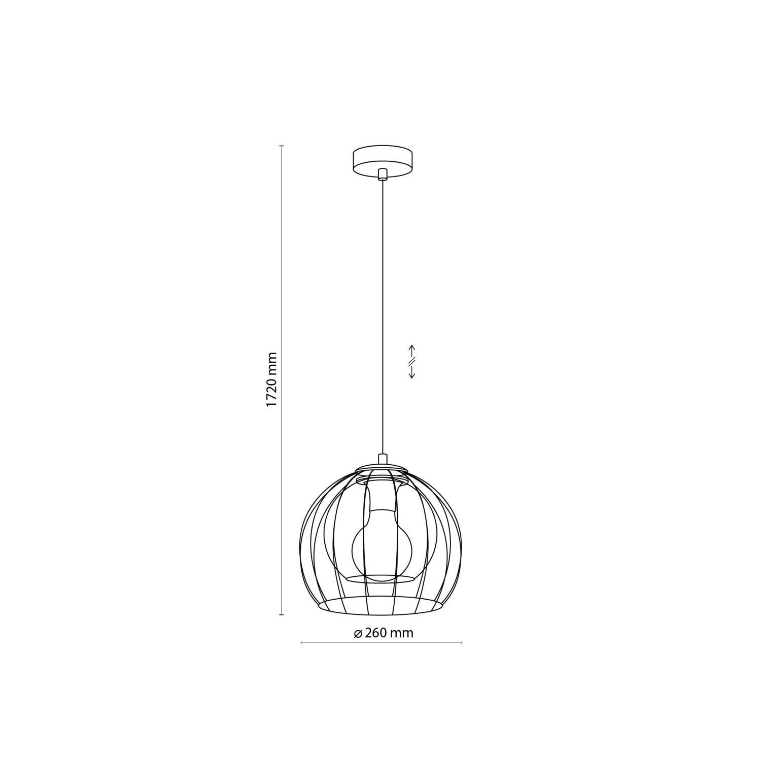 Suspension métal verre Ø 26 cm noir gris E27