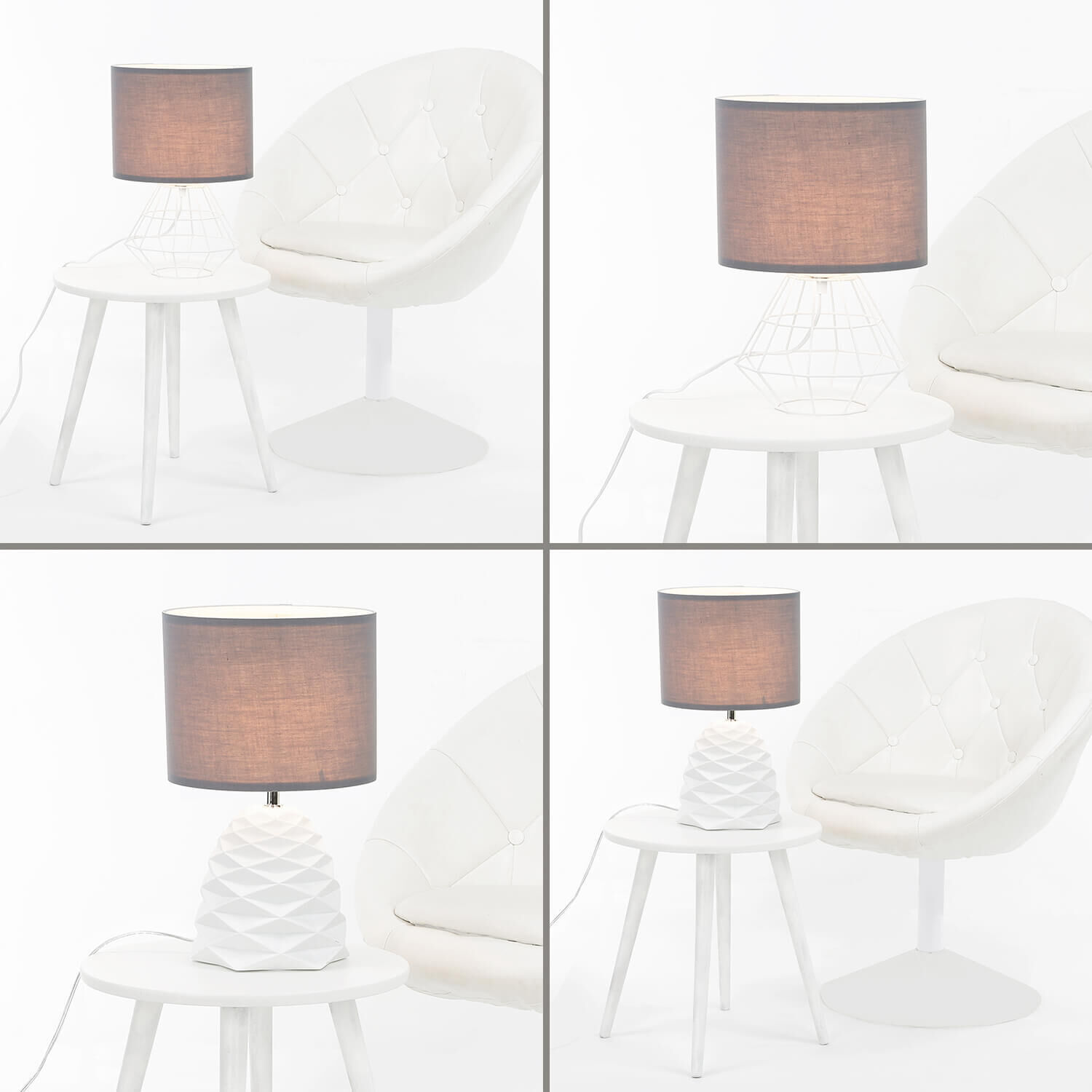 Abat-jour avec velcro Tissu Gris pour E27 E14 Lampe, Tischlampe, Stuhl, Mobiliar, Lampenschirm