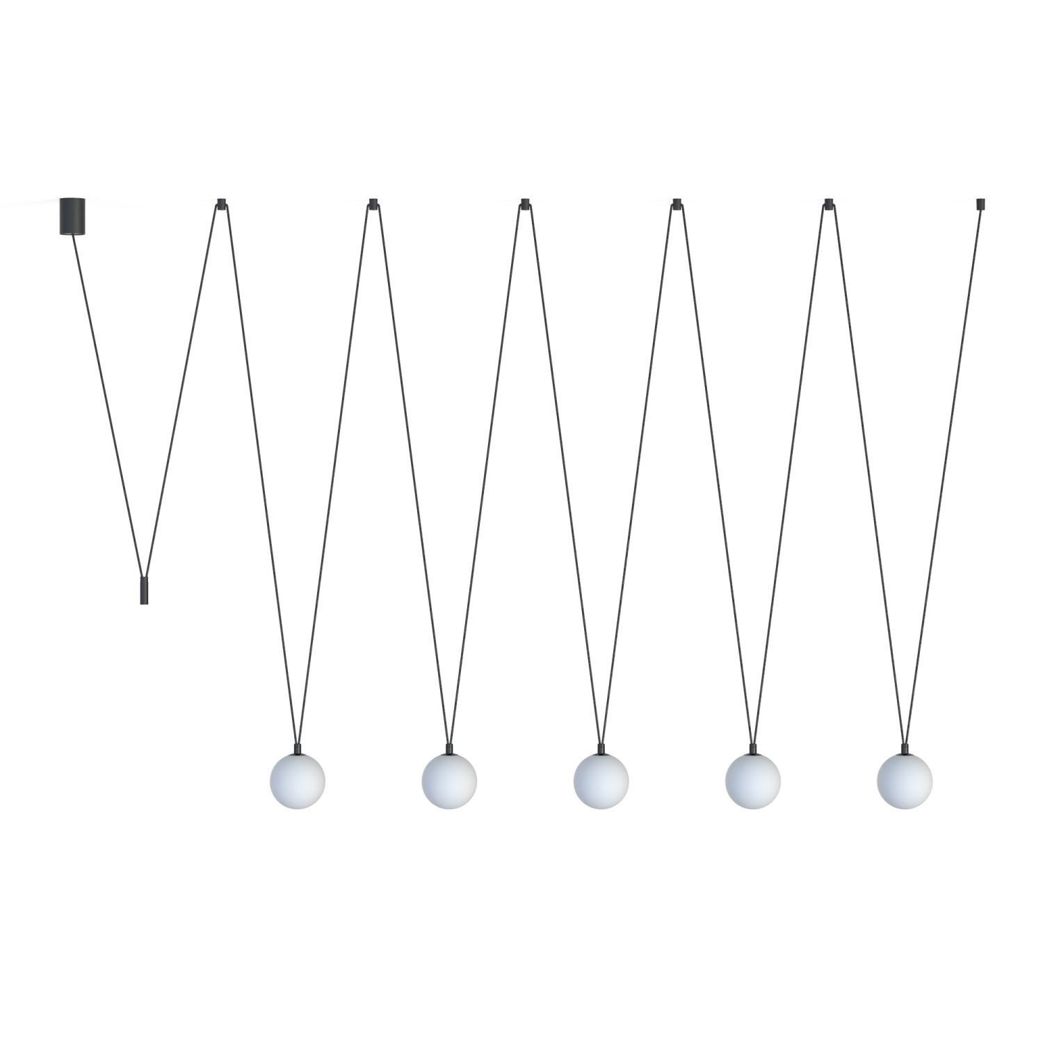 Lampe à suspendre Boule Abat-jour 5 flammes G9 Noir Blanc réglable
