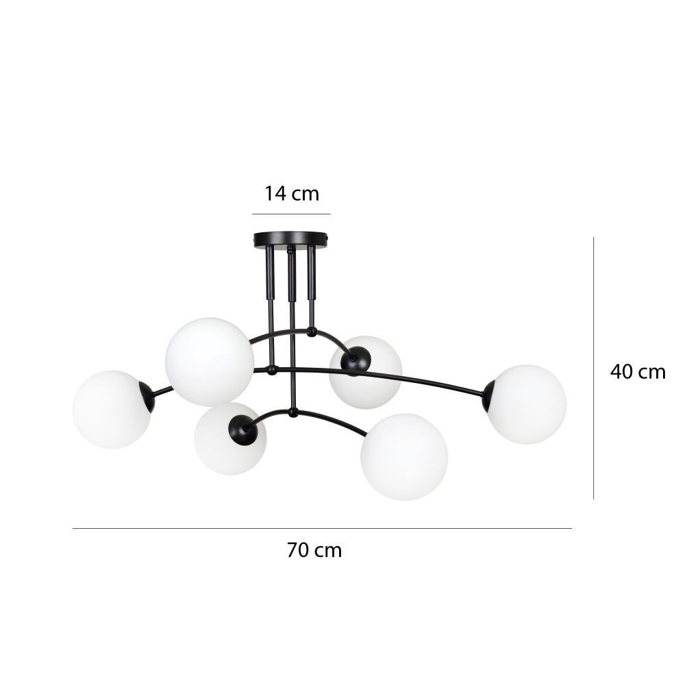 Plafonnier Noir Blanc 3x E14 Moderne Métal Verre