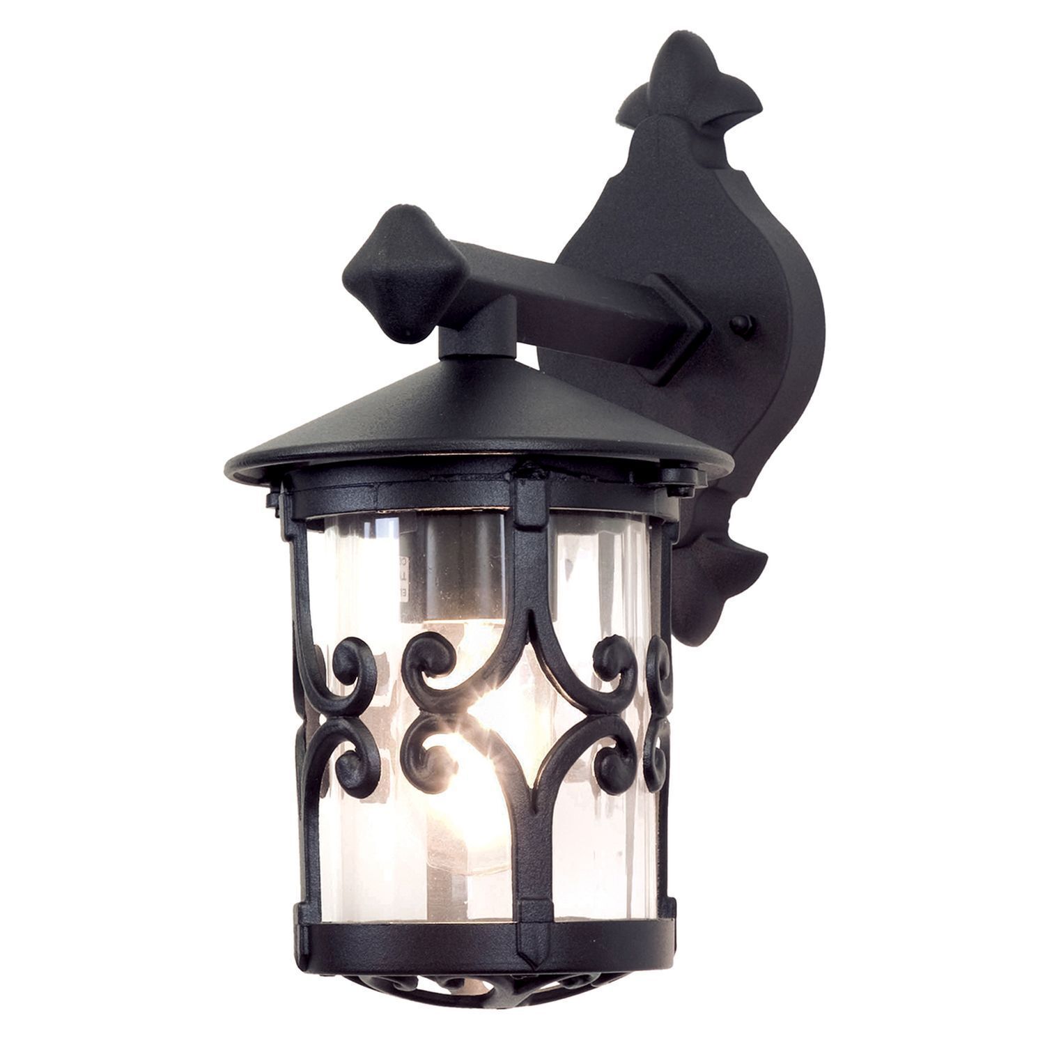 Applique extérieure Cour Noir Aluminium Verre Ø15cm