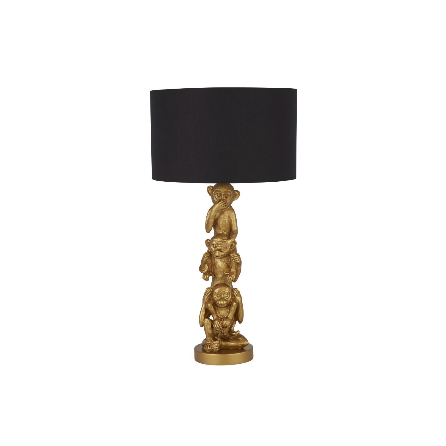 Lampe de table noir or 51,5 cm de haut E27 Tissu Résine Singe