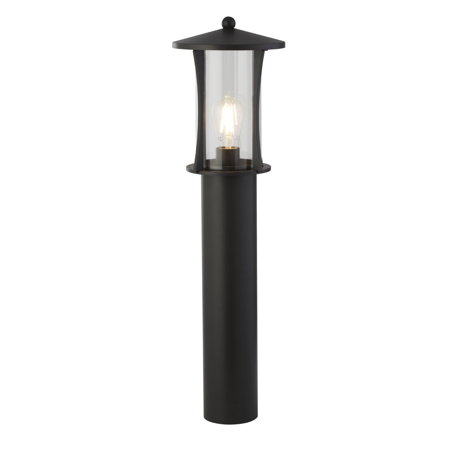 Lampadaire extérieur IP44 73 cm E27 Noir Alu Verre Jardin