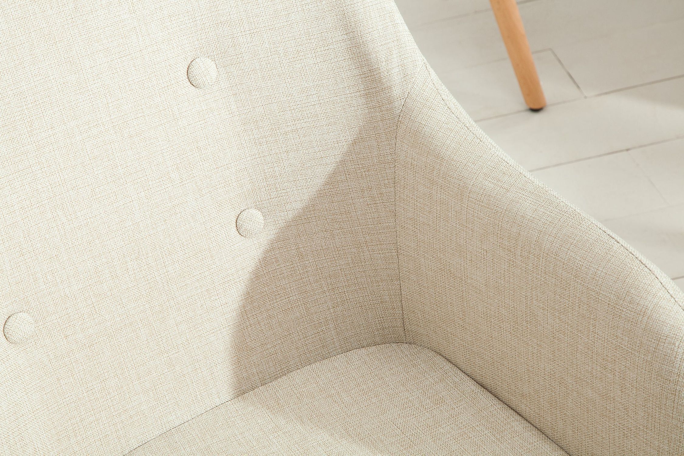 Chaise de salle à manger Tissu Bois avec accoudoirs Naturel Scandinave Moebel, Stuhl, Dekoration für Zuhause