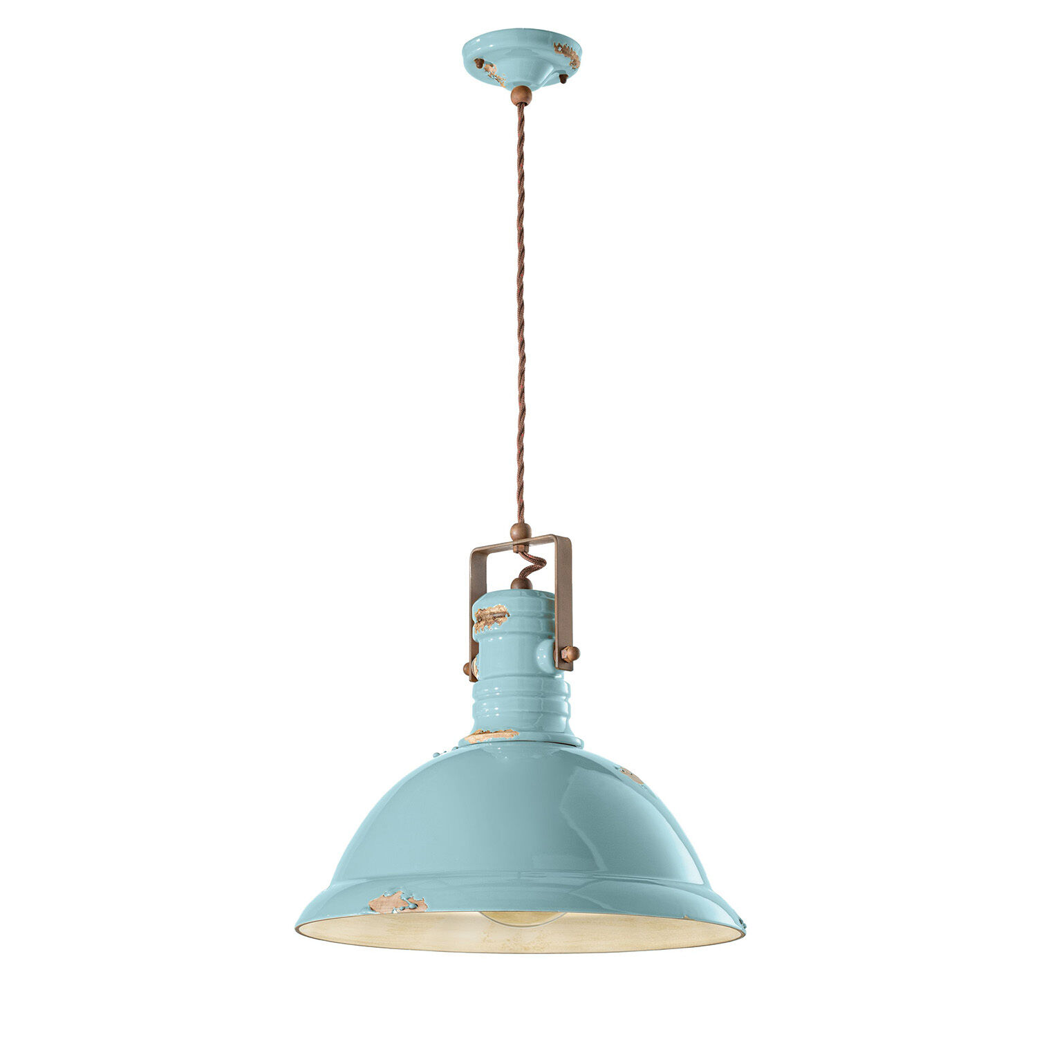 Lampe à suspendre céramique métal E27 D : 40 cm rond