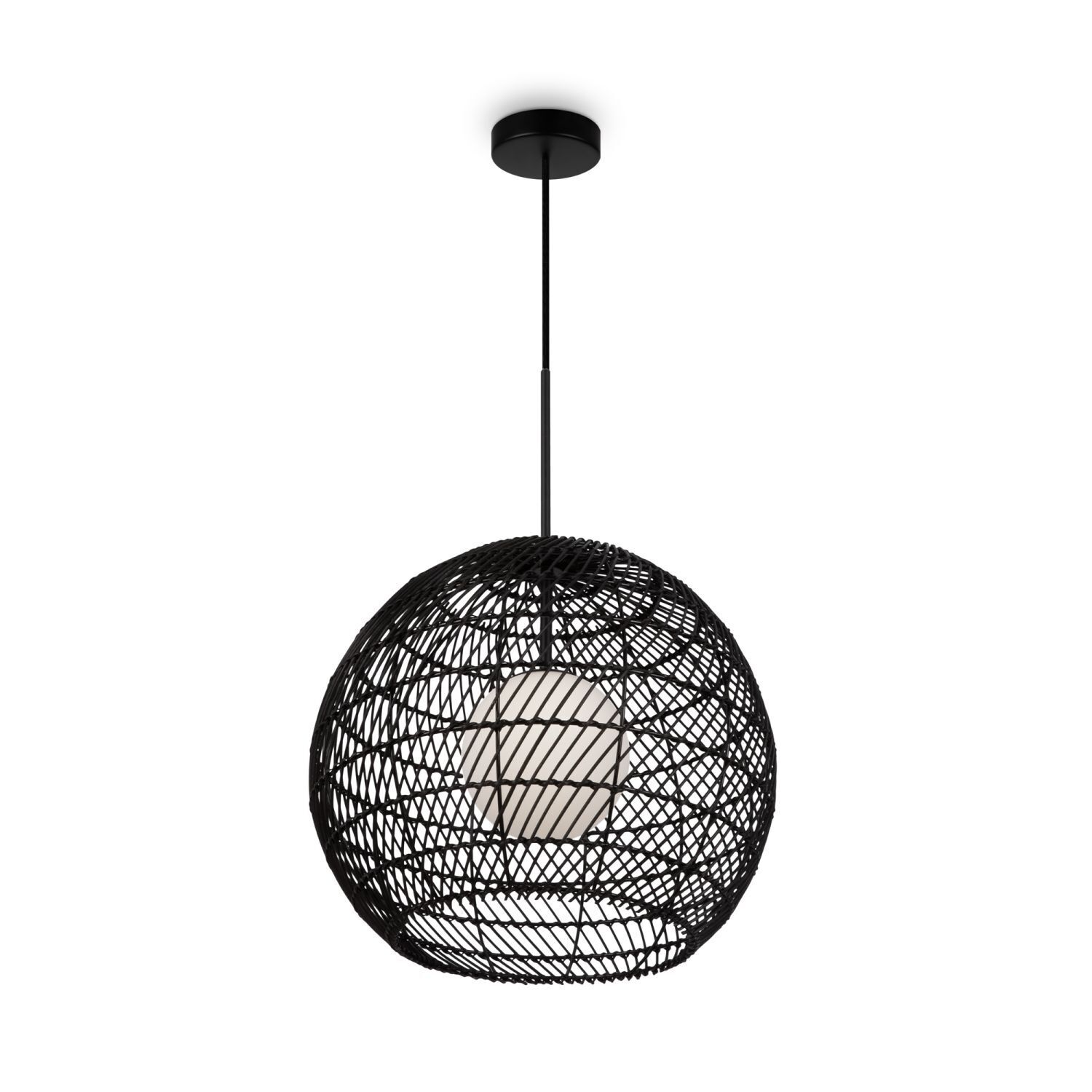 Lampe à suspendre métal verre Ø 40 cm rond H : max. 358 cm G9