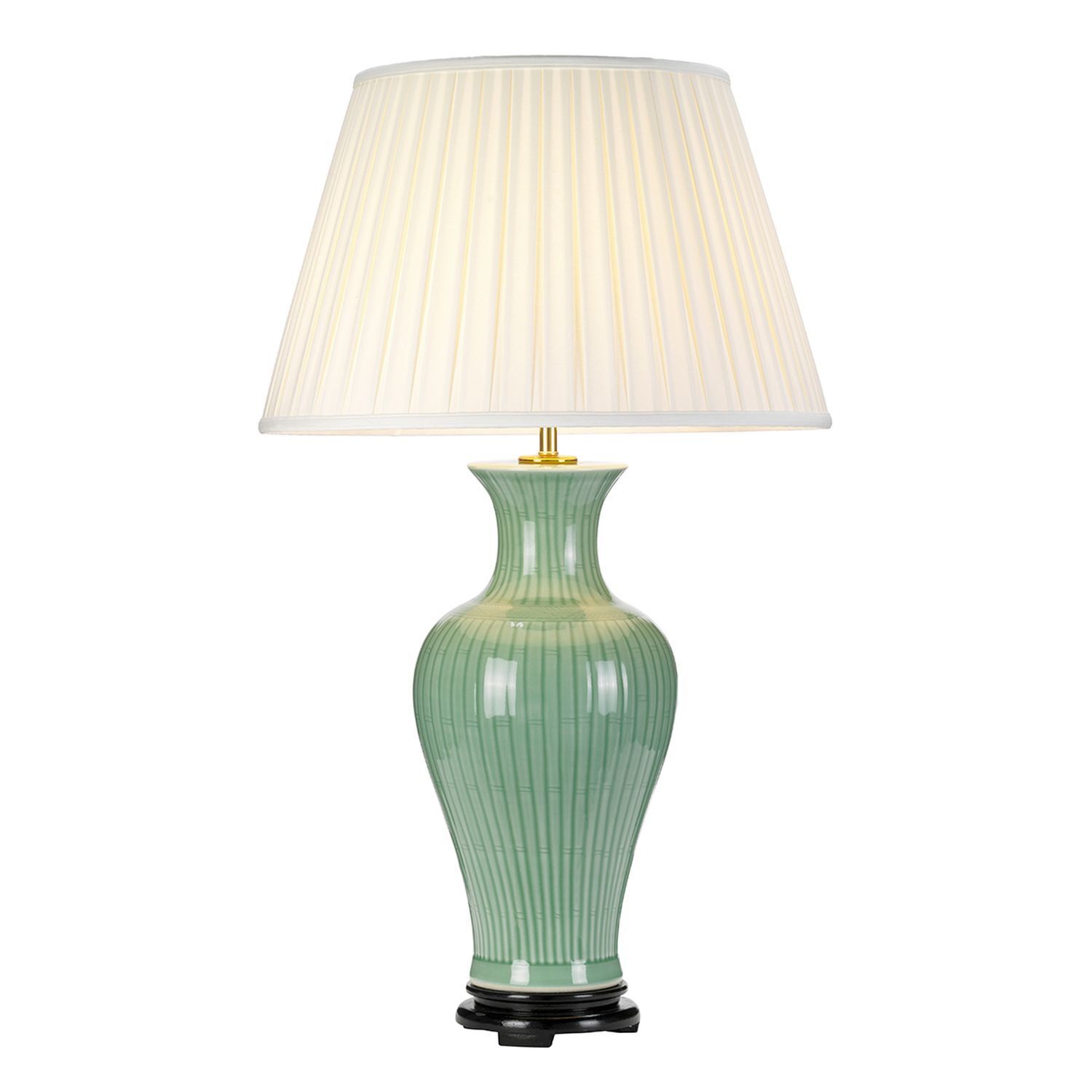 Lampe de table céramique tissu vert crème 81cm E27 Table de nuit