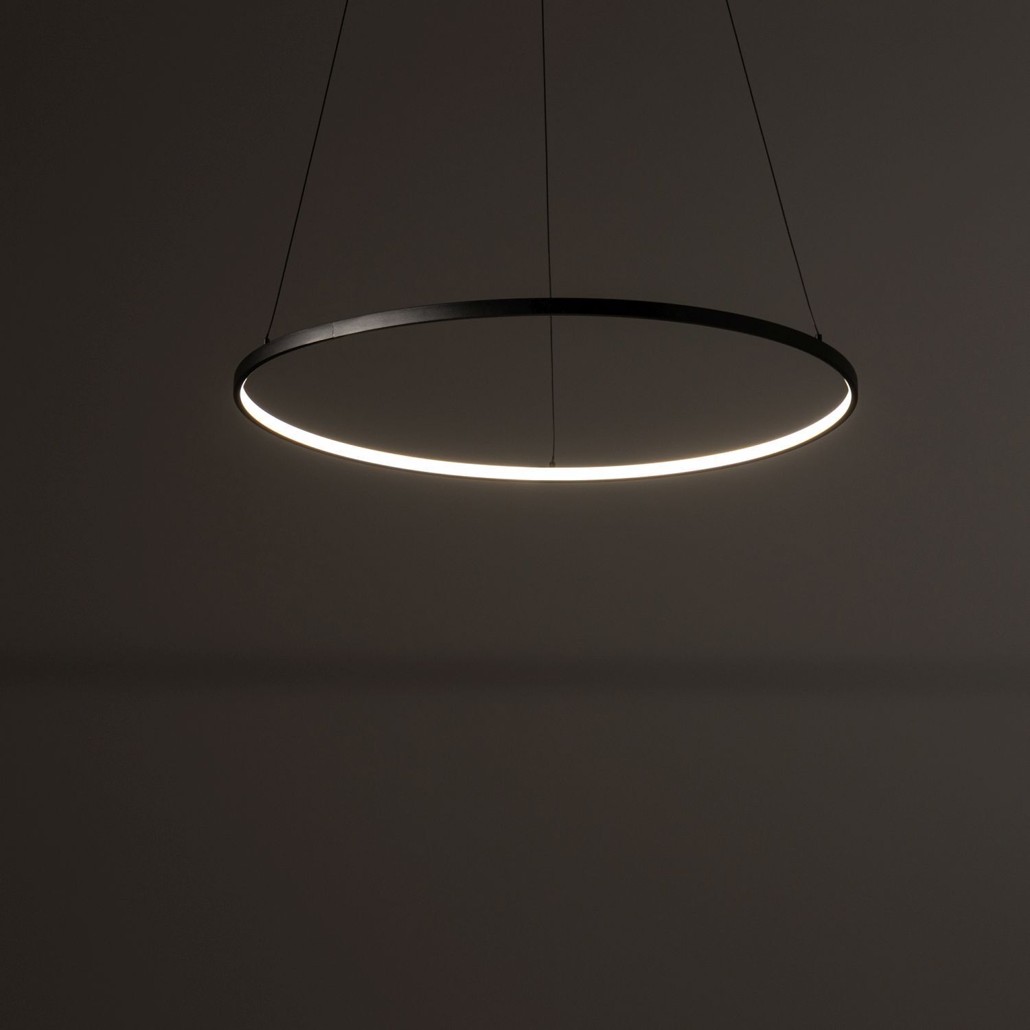 Suspension LED Ring Ø 60 cm Noir 3000 K 660 lm Métal