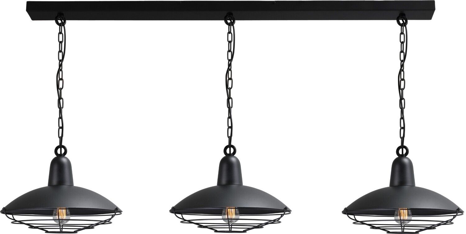 Suspension 3 flammes noir design loft