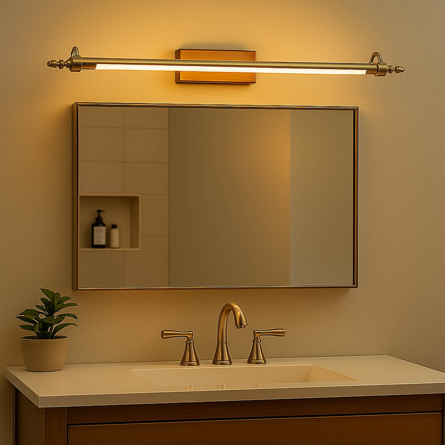 Lampe à tableau LED métal art nouveau 8W 79,5cm long Sinken, Waschbeckenhahn