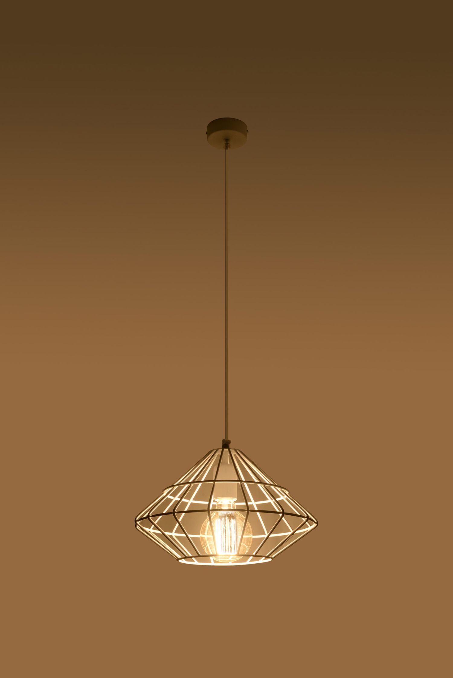 Hängelampe Weiß Metall Draht Retro geometrisch E27 Lampe, Kronleuchter