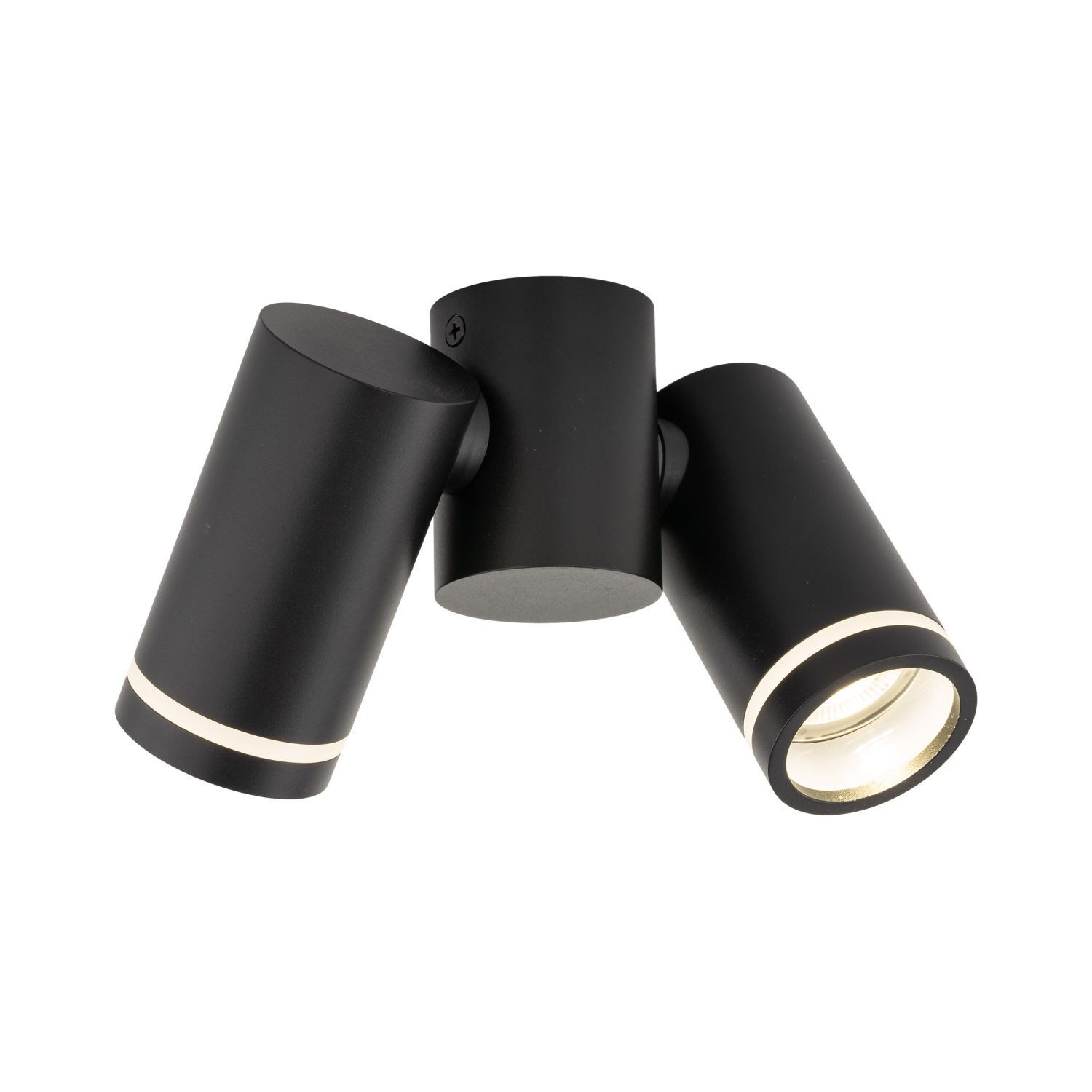 Spot de plafond métal petit L : 17 cm noir 2x GU10