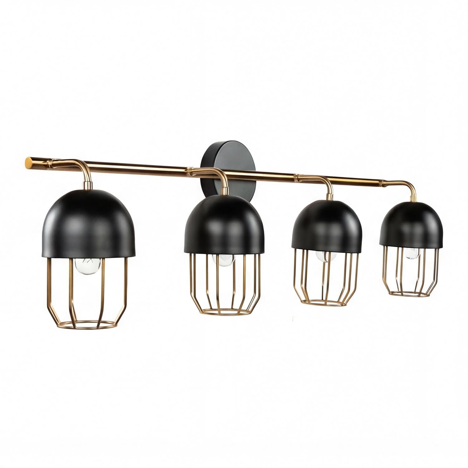 wandleuchte-wandlampe-4-flammig-metall-schwarz-messing-5 Deckenlampe, Hängeleuchte?, Schwarz, Metall, Korb-Design