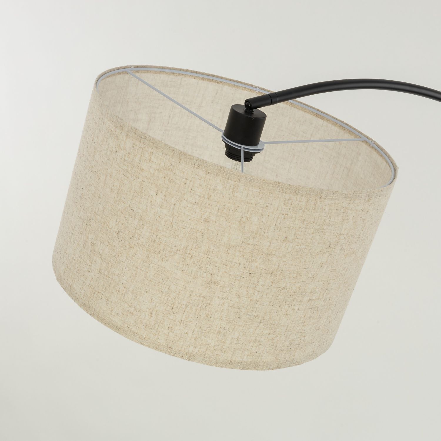 Luminaire en arc 200 cm réglable Tissu Métal Noir Beige E27 Lampe, Lampenschirm