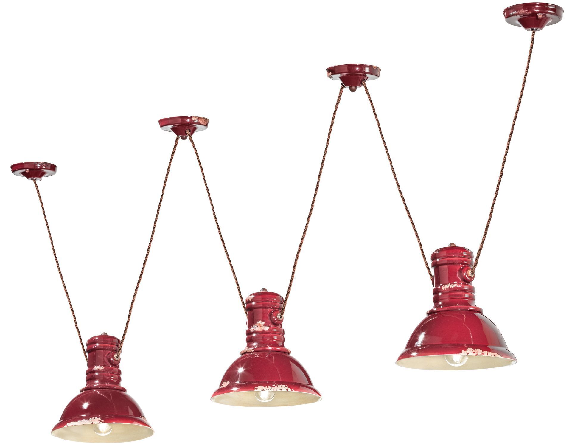 Lampe à suspendre céramique E27 Bordeaux Shabby antique ANNA