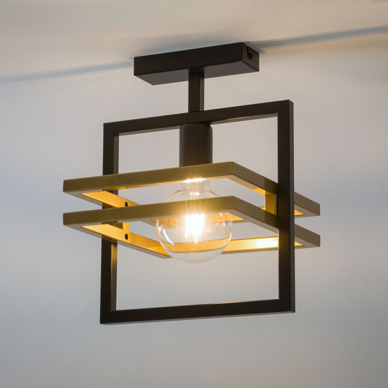 Elegante Deckenleuchte Schwarz Gold E27 40,5 cm lang Deckenleuchte, Lampe, Kronleuchter, Leuchte
