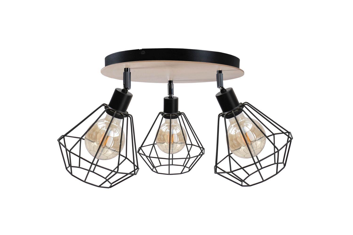 Runder Deckenstrahler Metall Holz Ø34cm flexibel Leuchte, Deckenleuchte