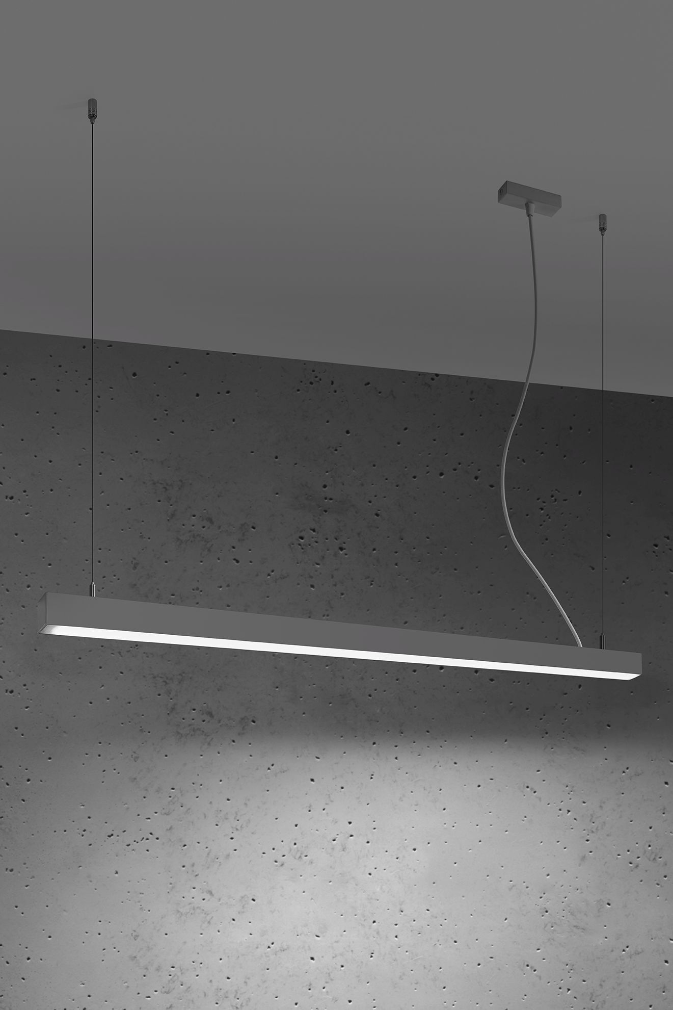 Suspension LED allongée 118 cm métal 4000 K gris