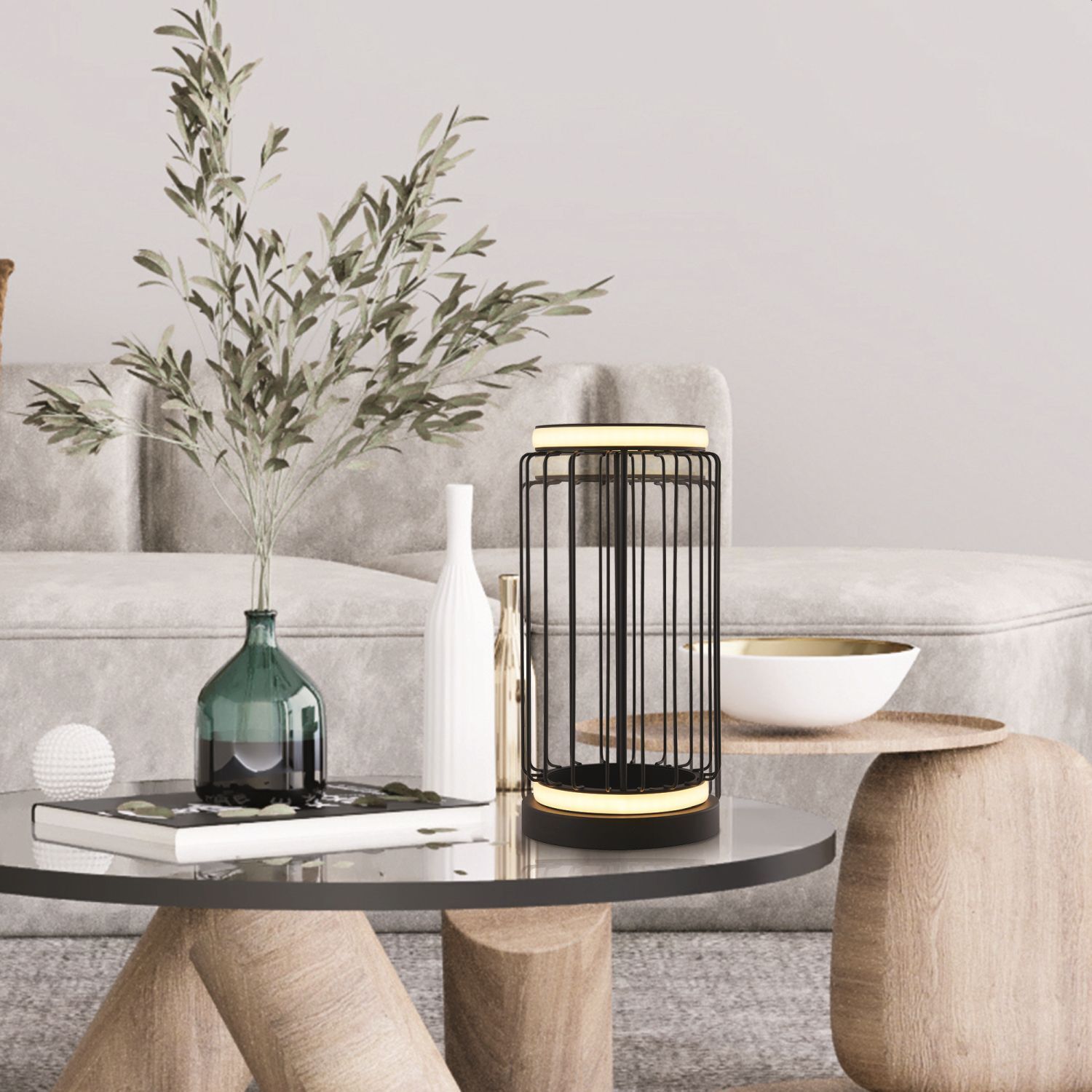 Lampe de table LED Noir Blanc 33 cm Ø 16 cm Métal 3000 K