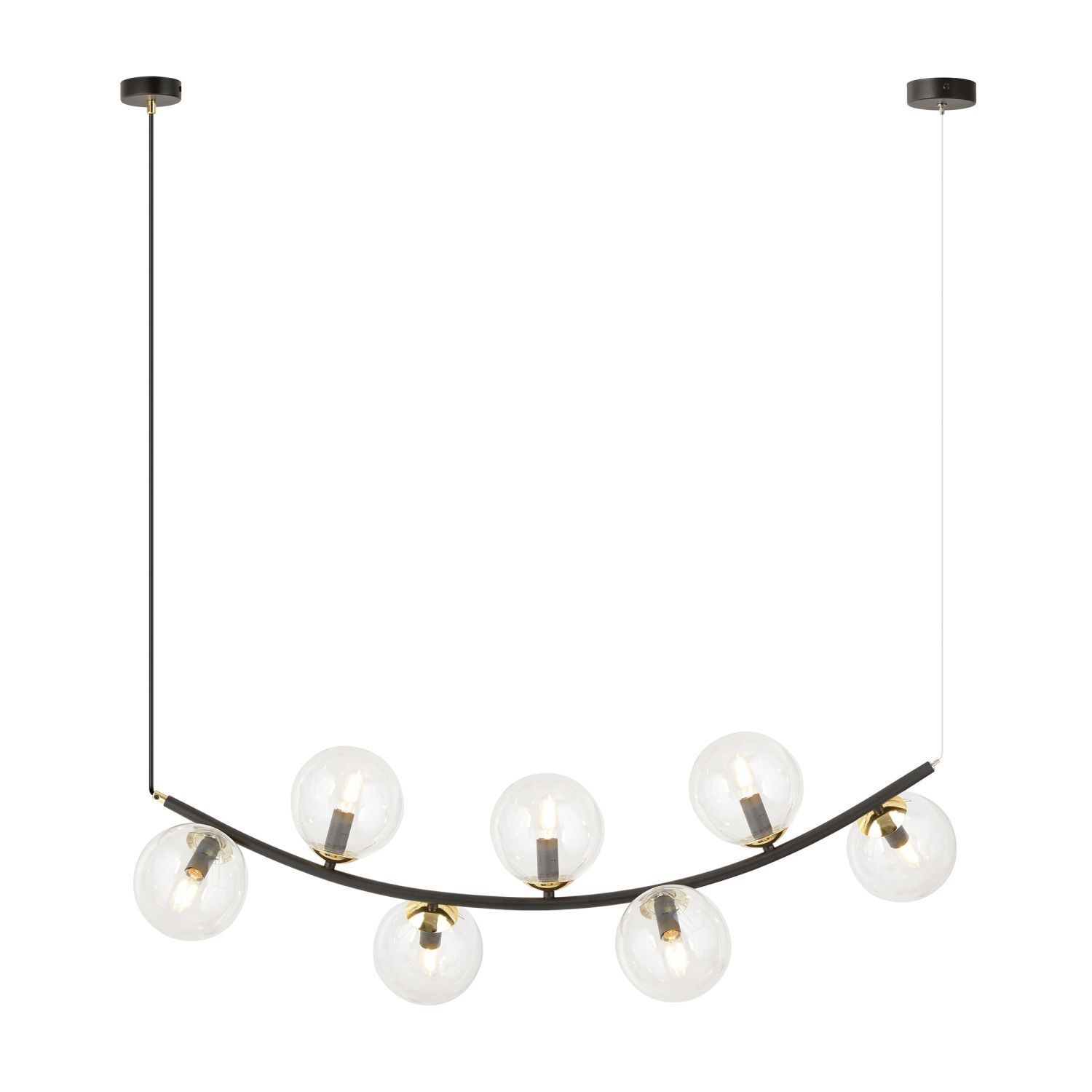 Lampe à suspendre verre métal L : 95 cm H : max. 100 cm 7x E14