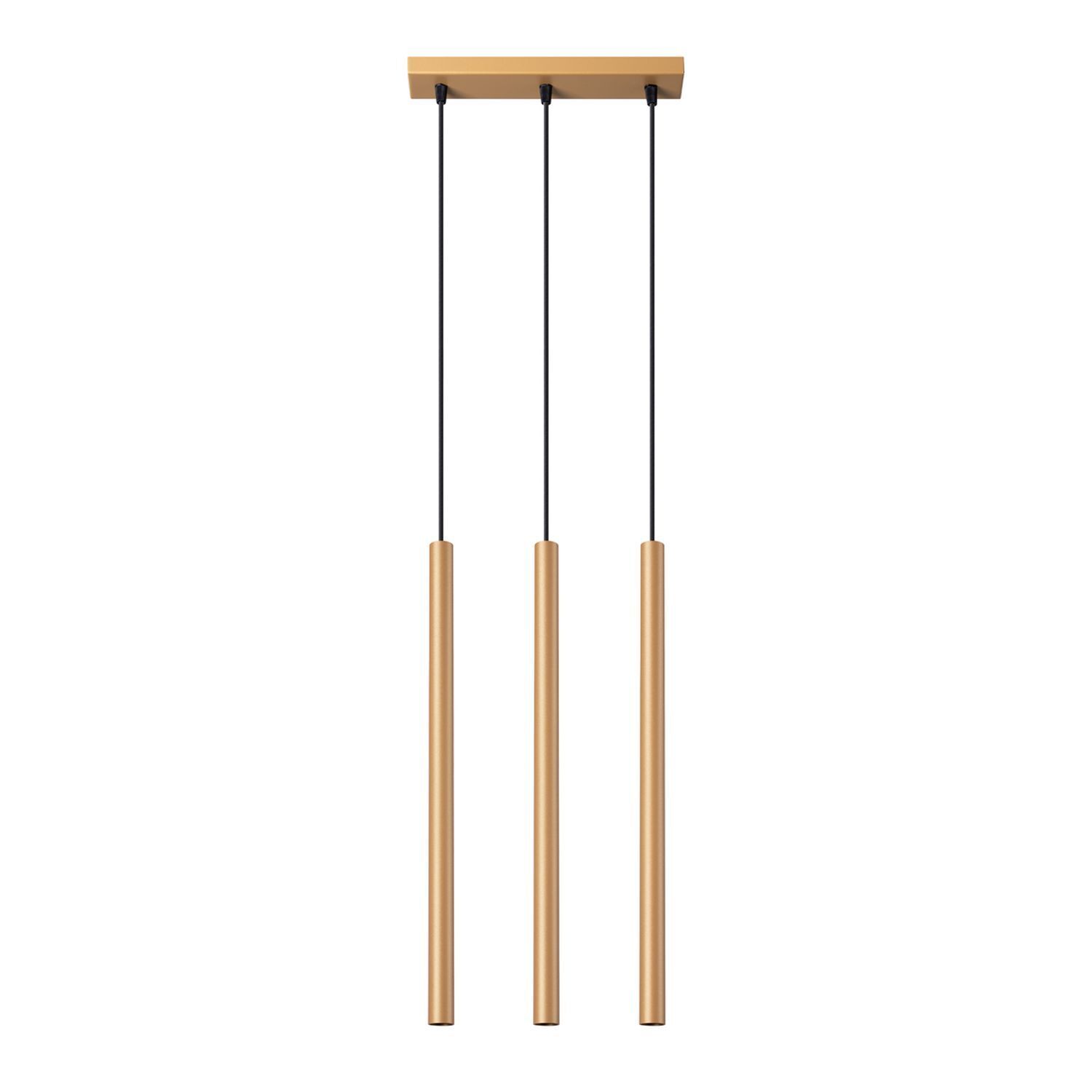 Lange Pendelleuchte Stahl Gold G9 30 cm 3-flammig pendant light, three pendants, kupfer finish, hängendes licht, minimalistisch