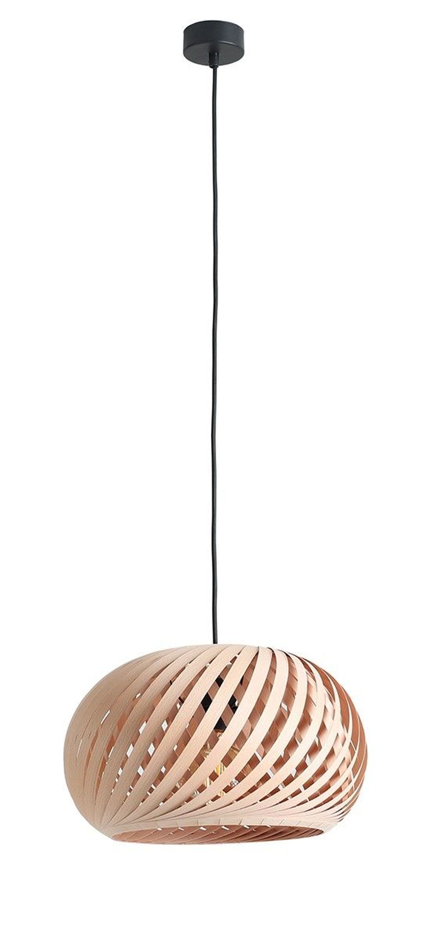 Lampe à suspendre ronde en bois naturel E27 Ø40 cm confortable