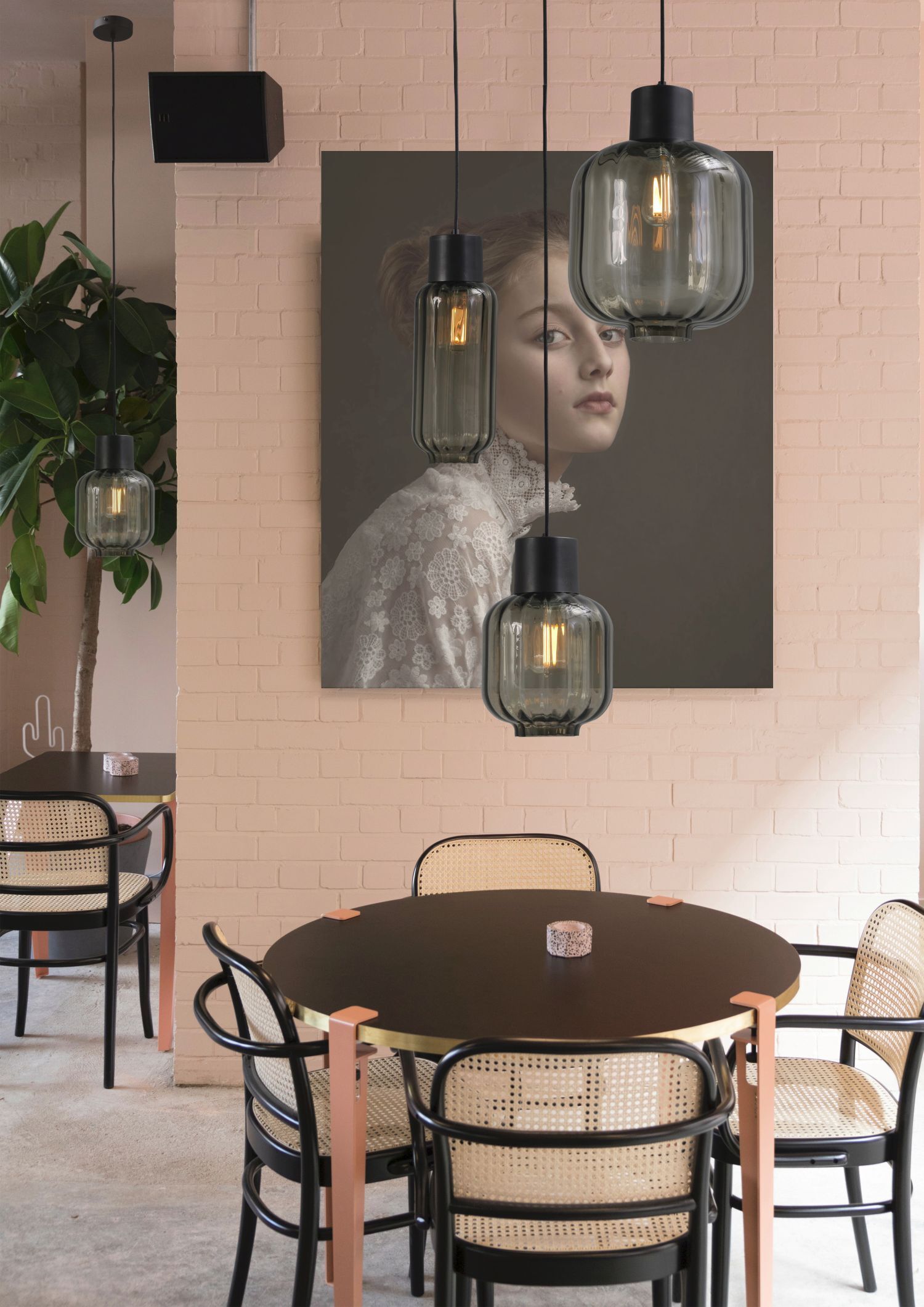 Lampe à suspendre noire verre métal réglable E27 table à manger