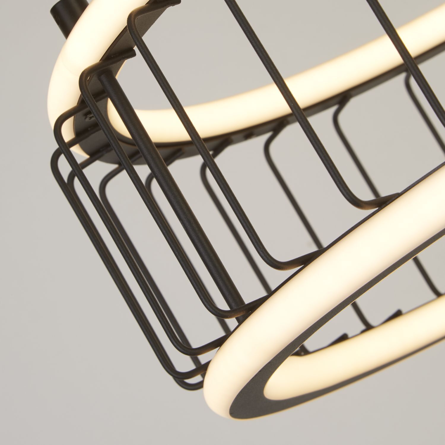 Suspension LED Ring Ø 38 cm Noir Blanc 3000 K 1976 lm