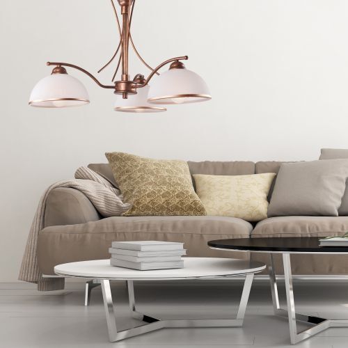 Lampe à suspendre brune en métal 3-flmg Art Nouveau élégant