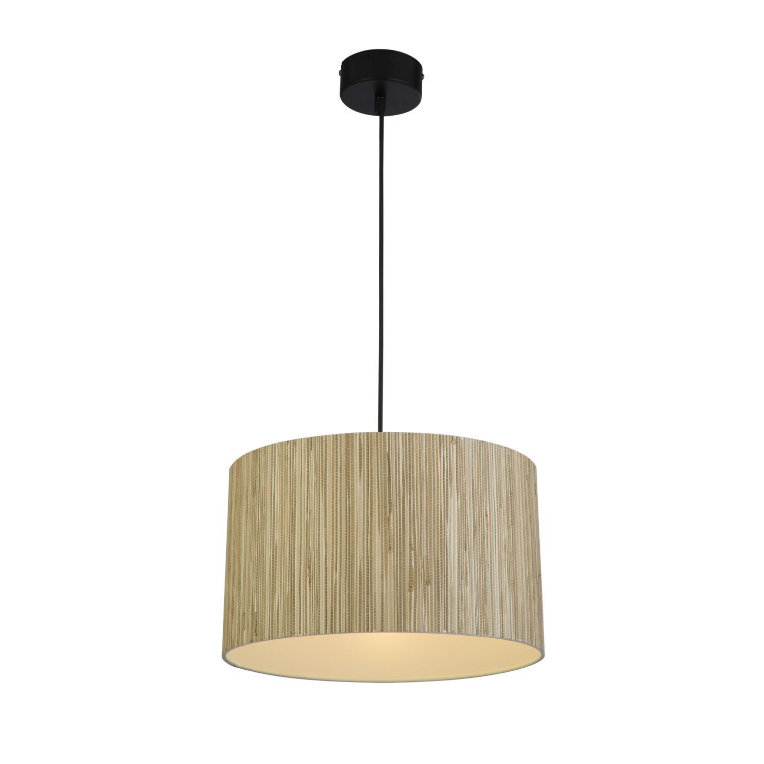 Suspension ronde bois métal E27 L:35 cm naturel