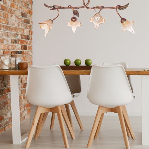 Orange Plafonnier Métal 4-flmg Rustique
