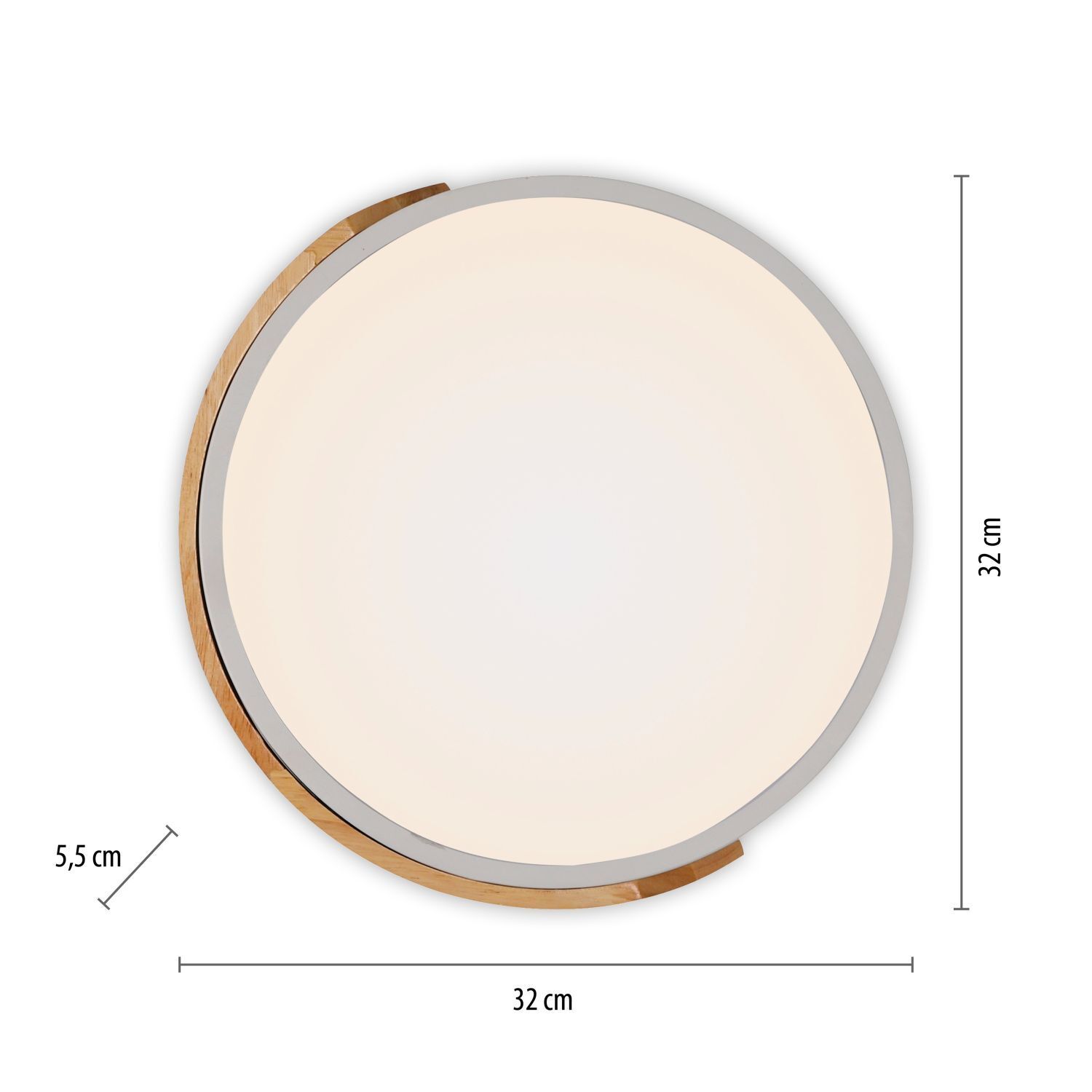 Lampe de plafonnier ronde LED bois Ø32 cm blanc naturel 2520 lm Teller