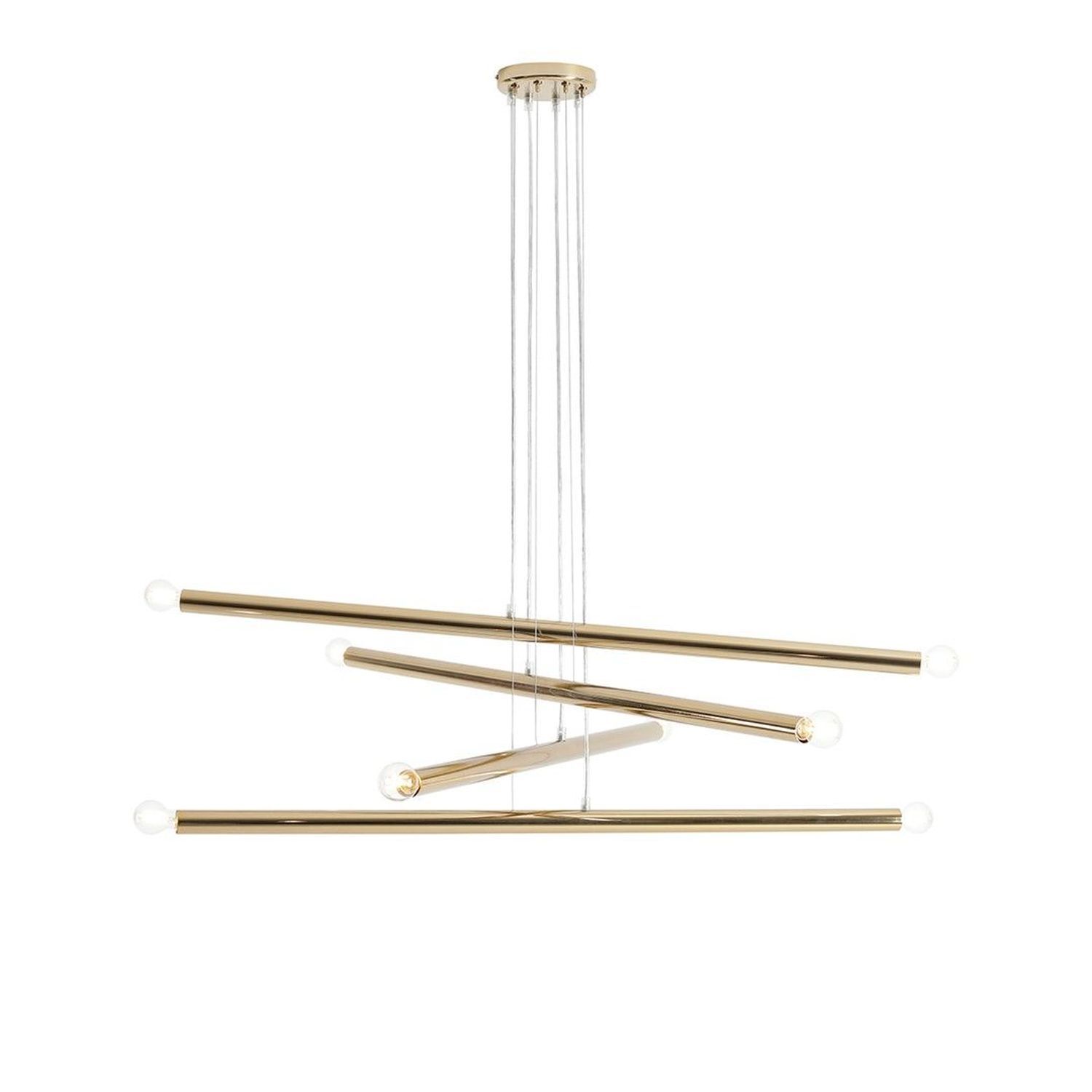 Grande lampe à suspendre E14 en métal doré L:100 cm élégante
