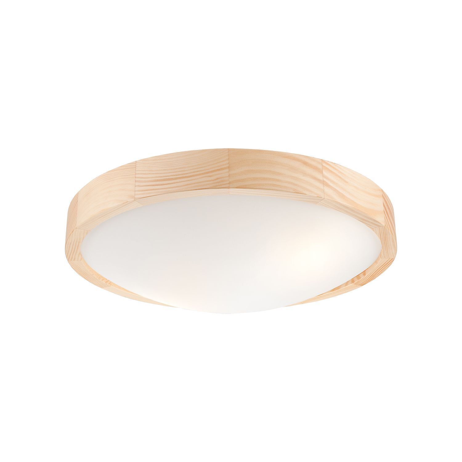 Plafonnier rond bois verre Ø37cm 2x E27 faible éblouissement