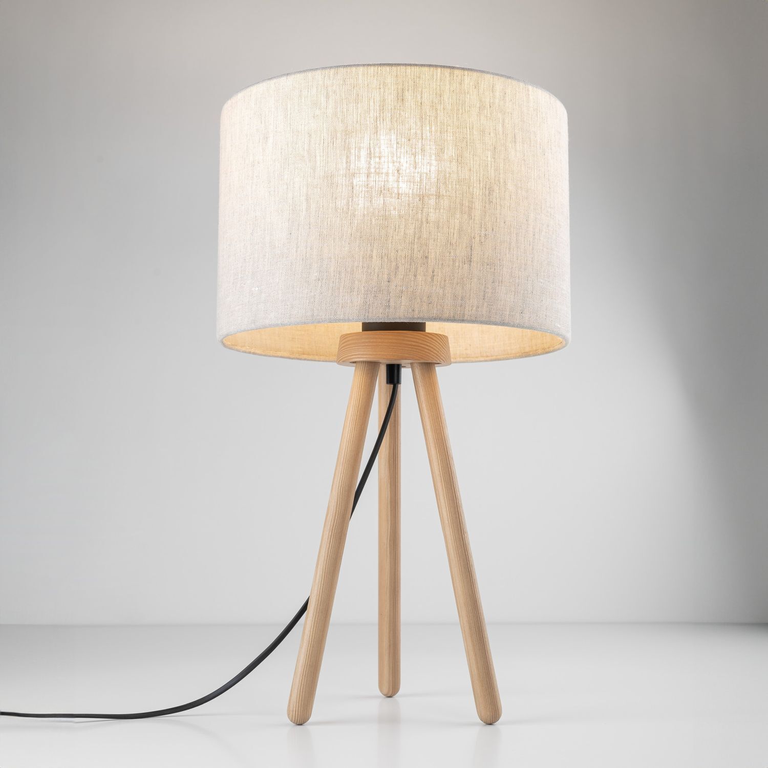Tischlampe, Stehlampe, Holz, Lampenschirm, dreibein