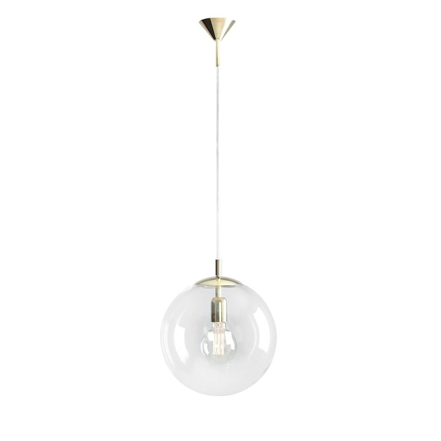 Suspension E27 en or clair boule de verre 30 cm rond