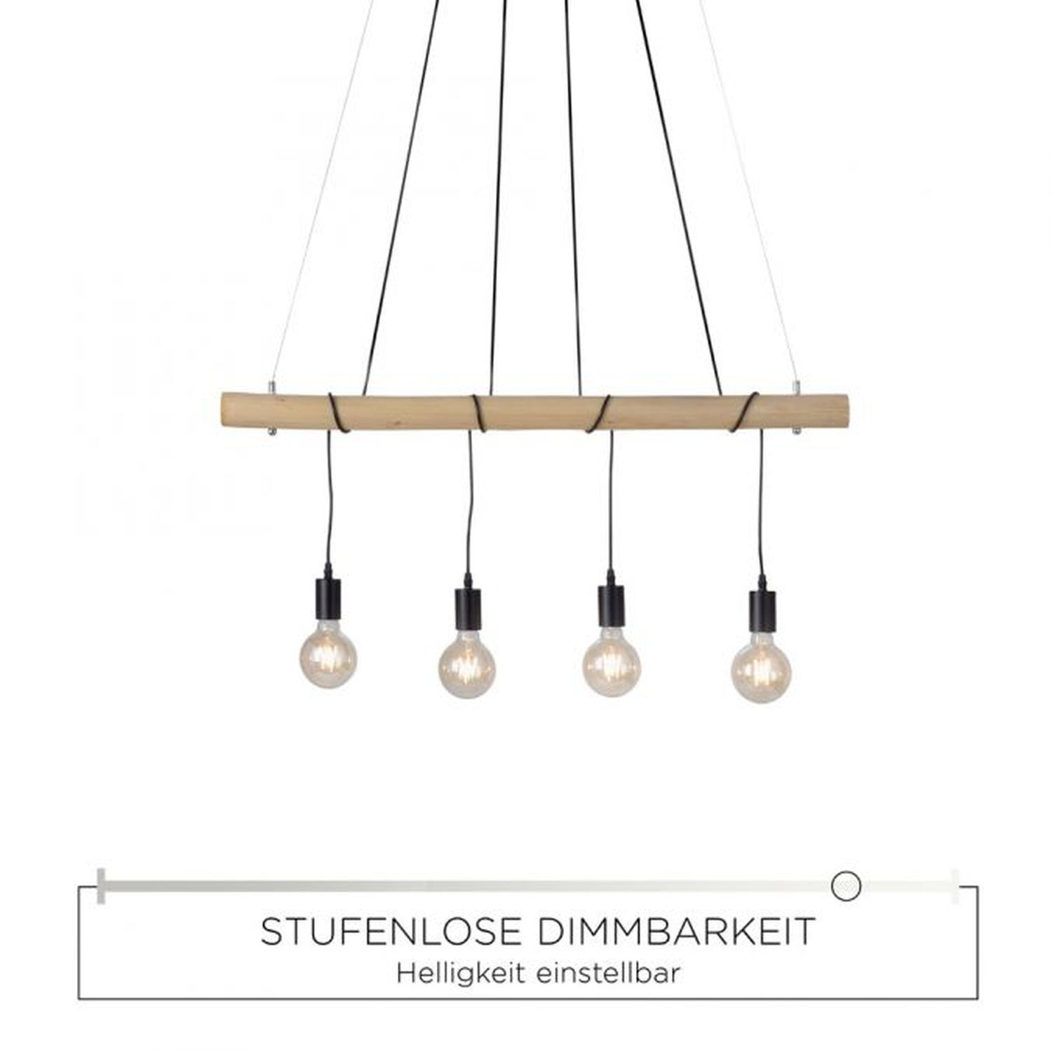 Suspension longue poutre en bois 100 cm incl E27 2700 K