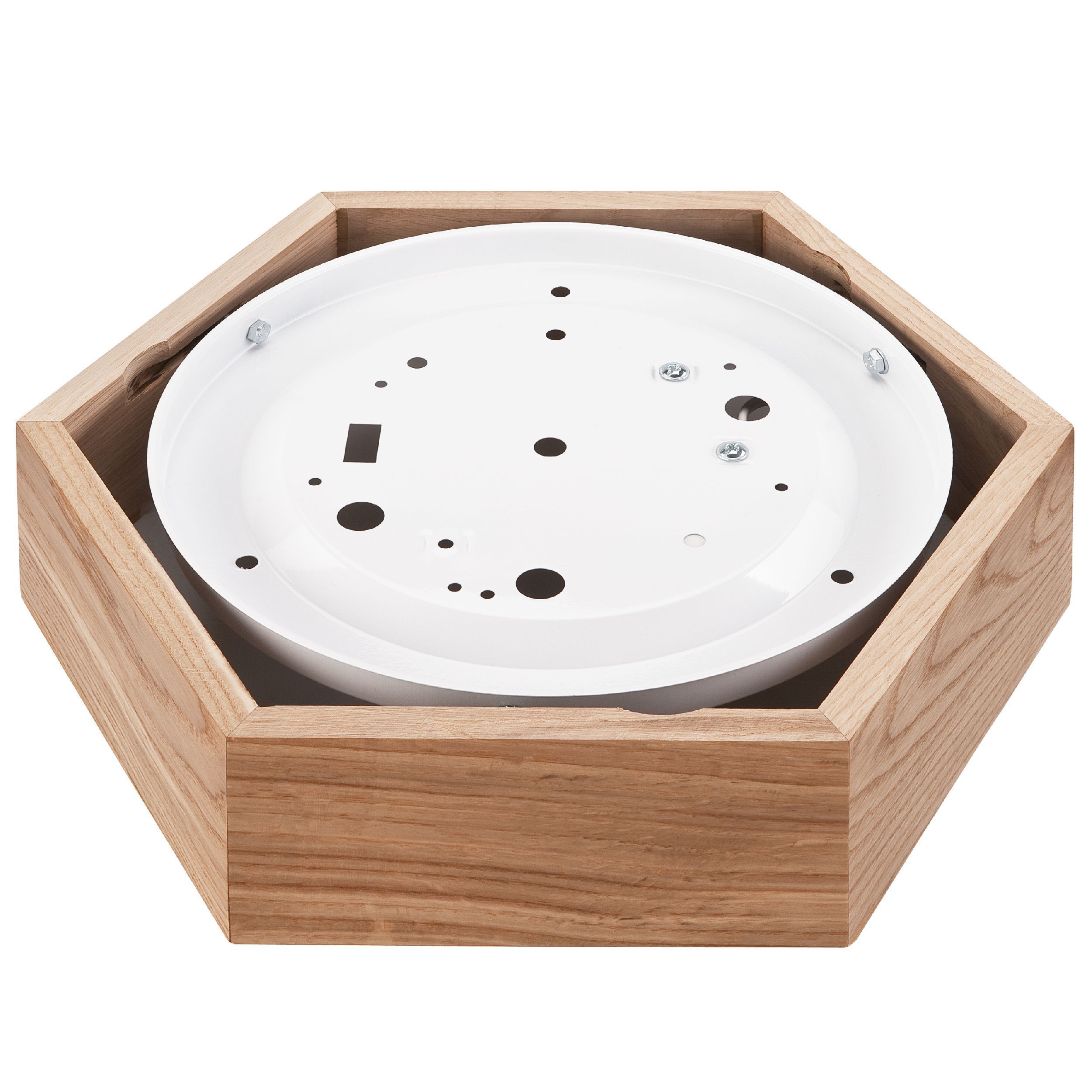 Plafonnier bois verre hexagonal E27 32 cm de large Salon