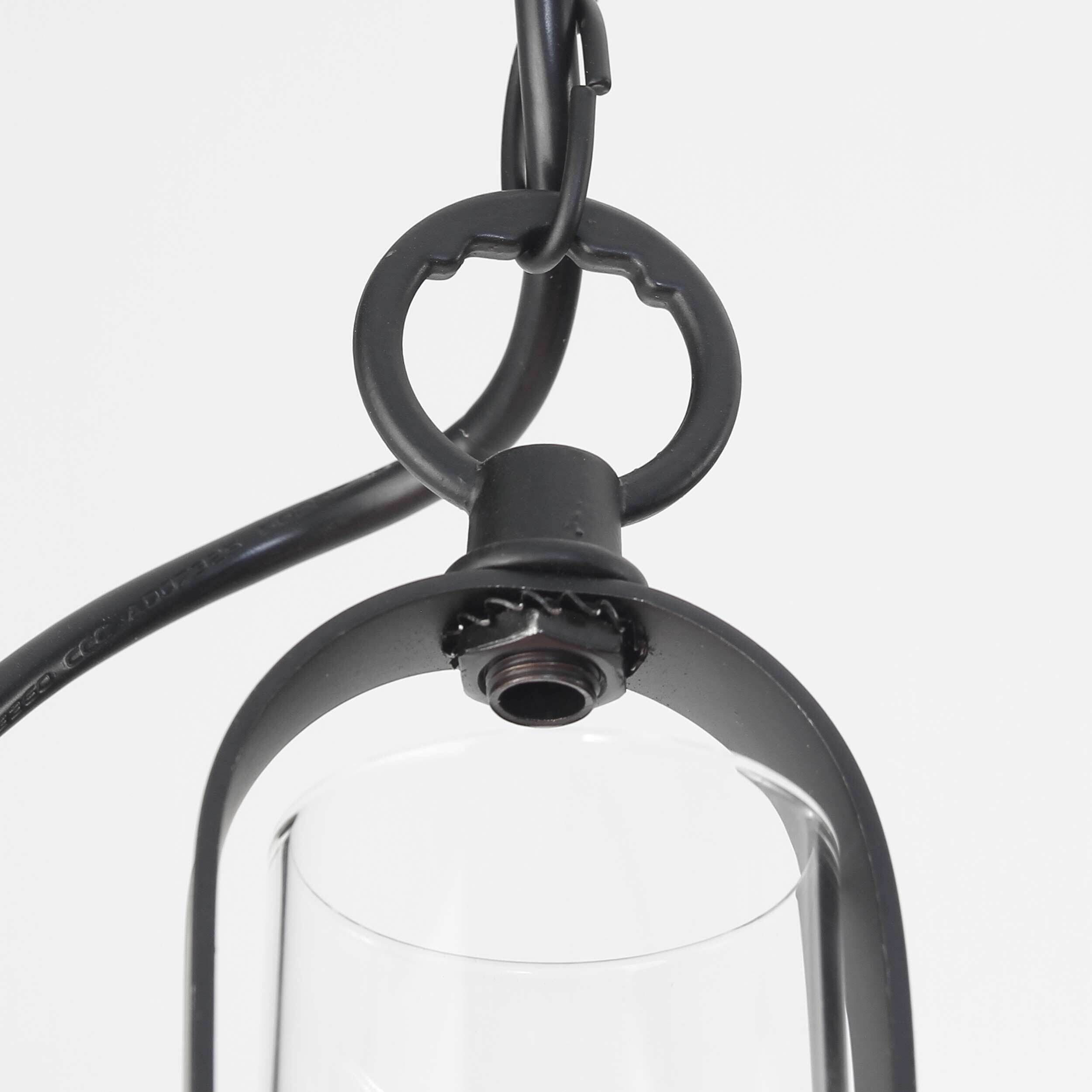 Lampe à suspendre rustique ENNA avec abat-jour en verre noir cuivre