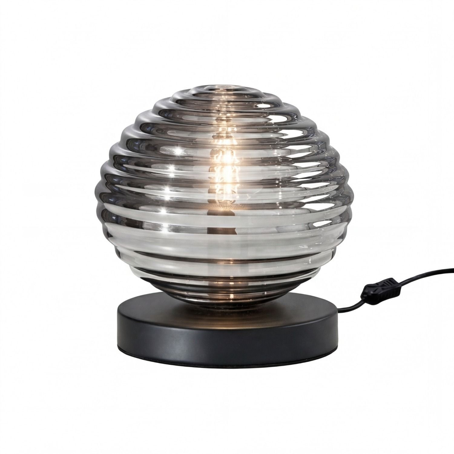 Lampenfigur, Tischlampe, Glasstruktur, Rund, Kabelanschluss