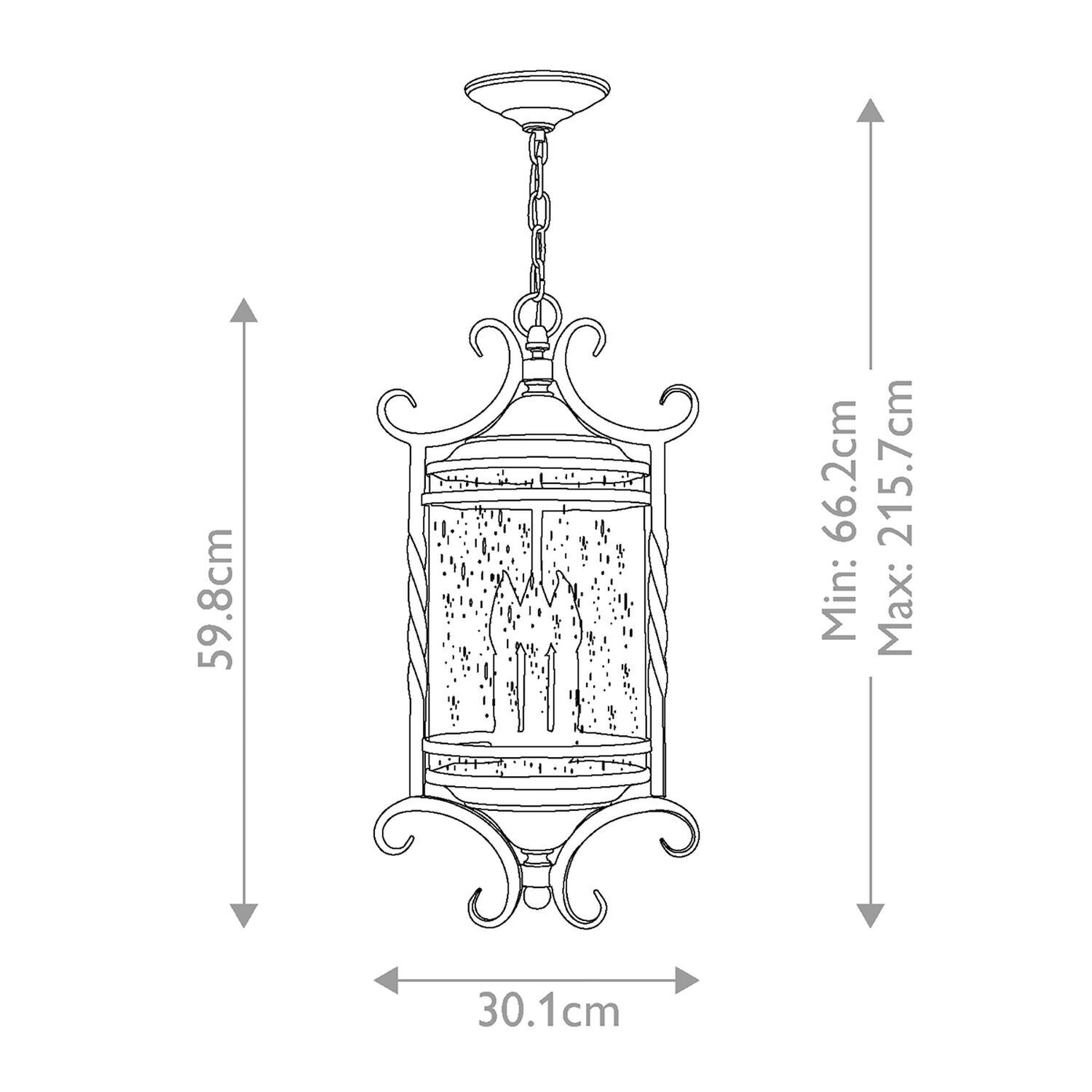 Suspension extérieure verre aluminium E14 IP44 30,1 cm de large