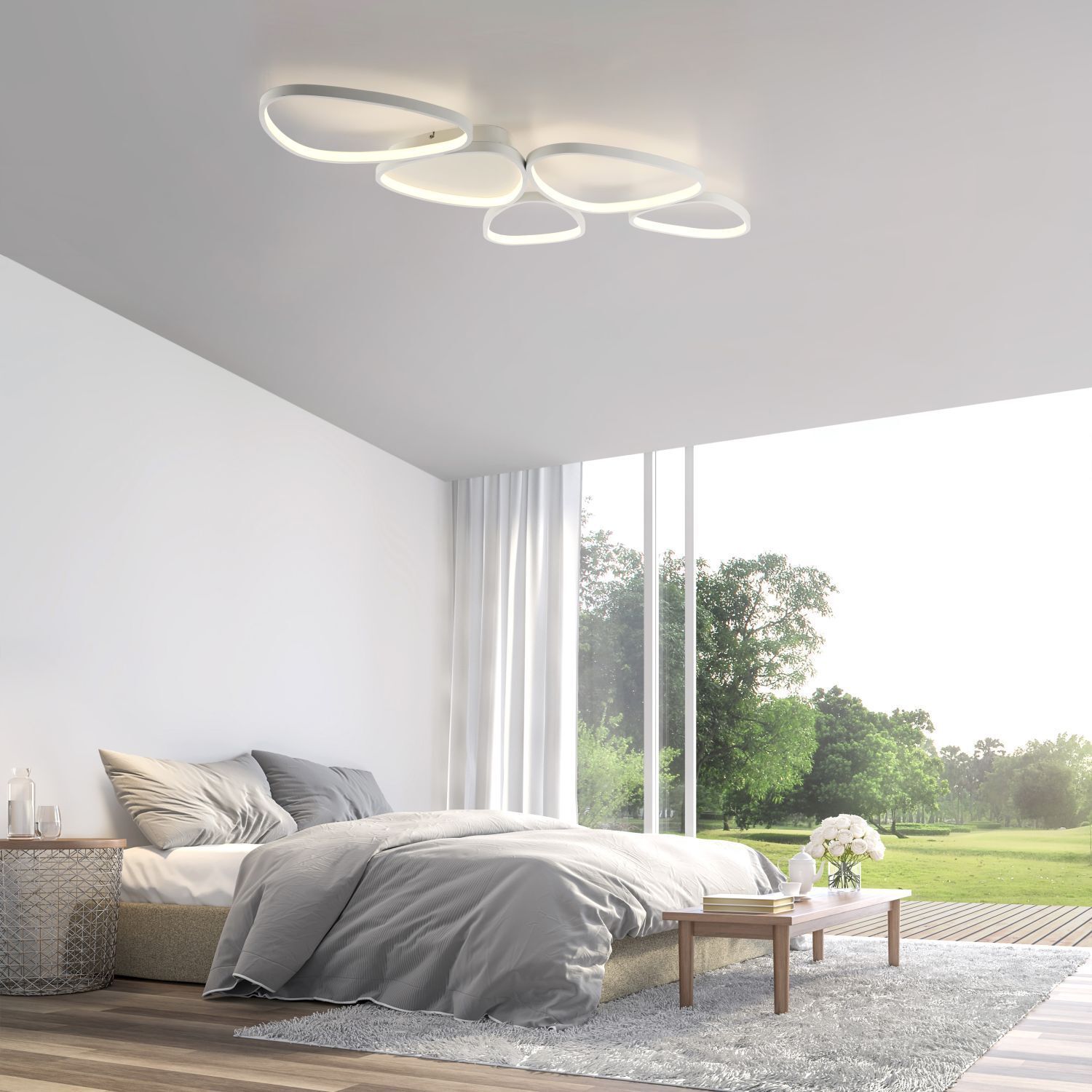 Lampe de plafonnier LED Blanc Métal 3000 K 6100 lm L:116,5 cm Dekoration für Zuhause, Drinnen, Innenarchitektur, Deckenleuchte