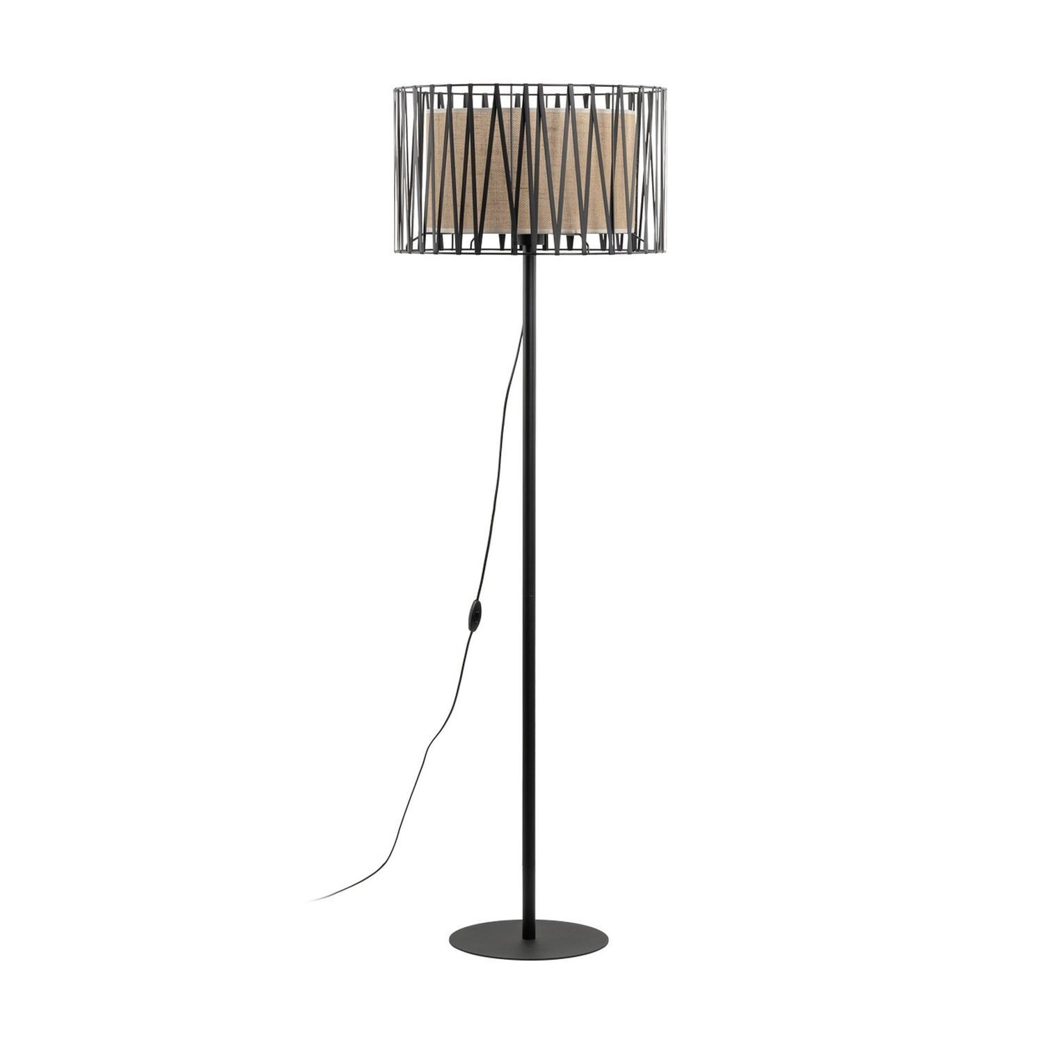 Lampadaire 158 cm Métal Jute Noir Marron E27 Moderne Lampe, Lampenschirm