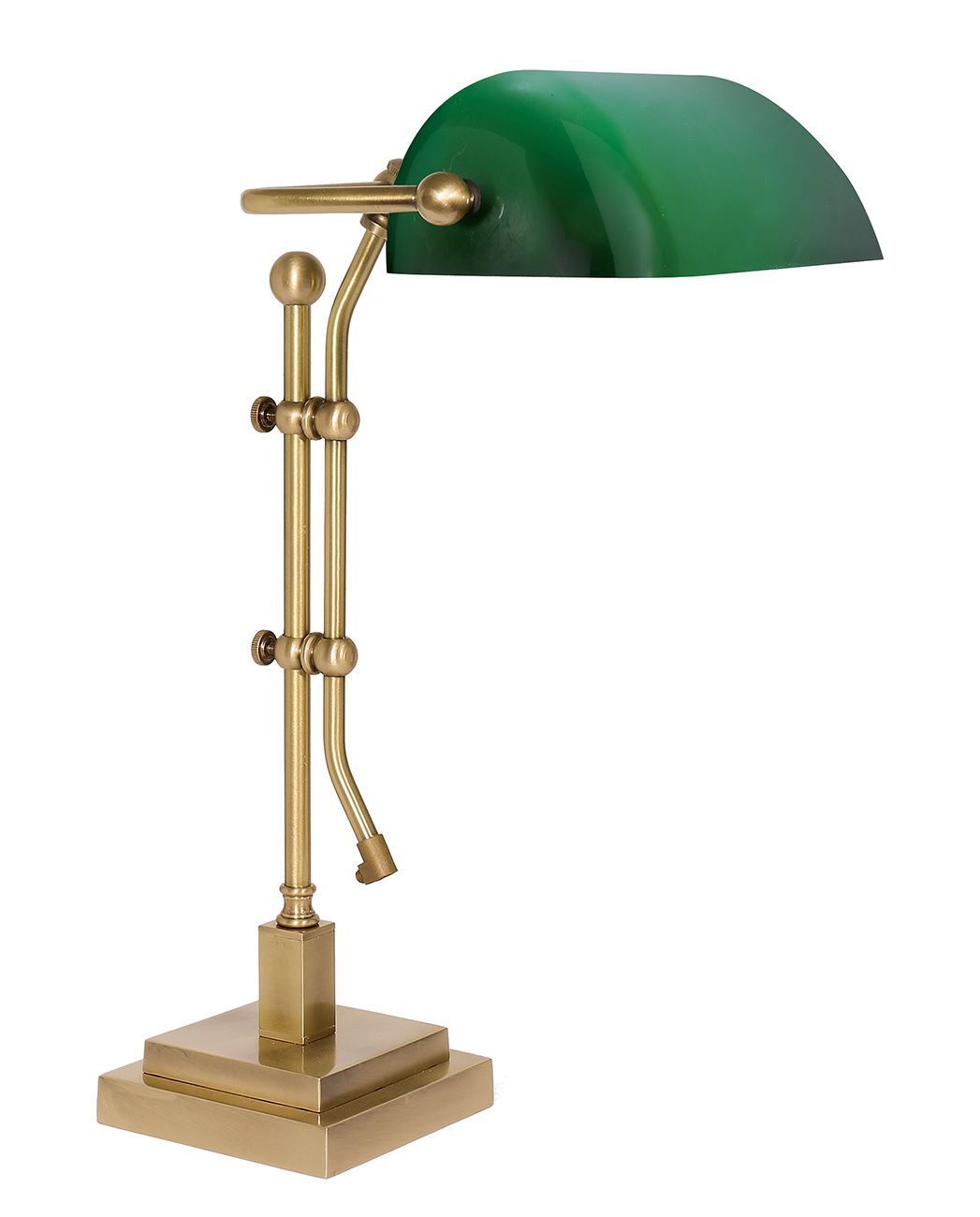 Lampe de banquier premium laiton verre en vert bureau