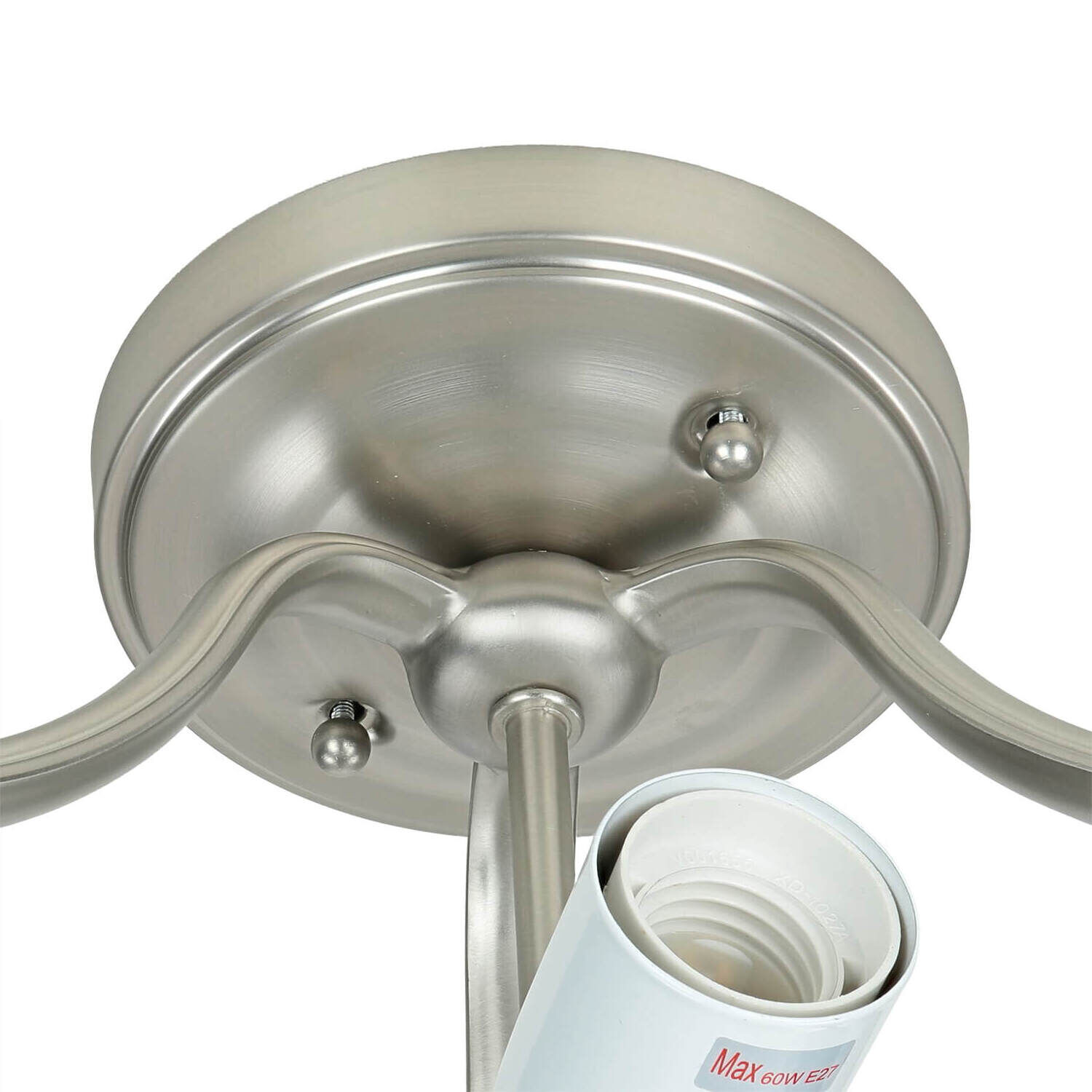 Plafonnier E27 Blanc Nickel Ø37cm Verre Métal Gerät, Deckenventilator, Elektrisches Gerät