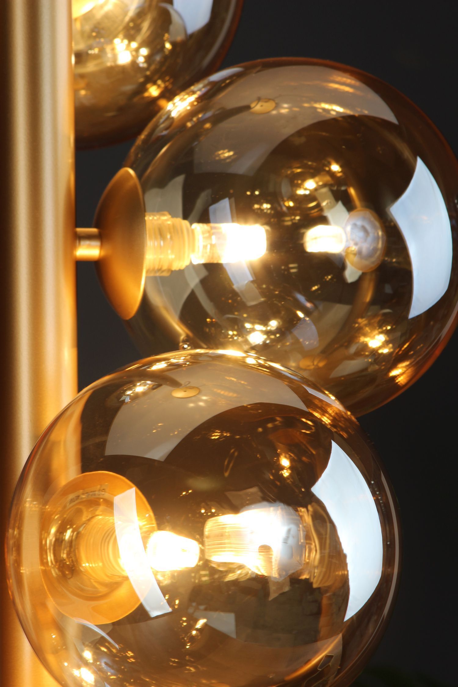 Lampe à suspendre métal verre en laiton champagne 5 flammes