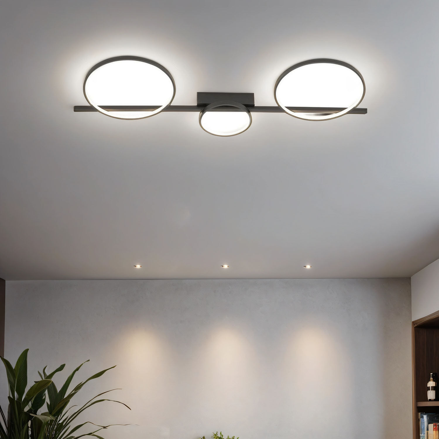 Plafonnier LED Noir 100 cm de long 3000 K 1100 lm Moderne