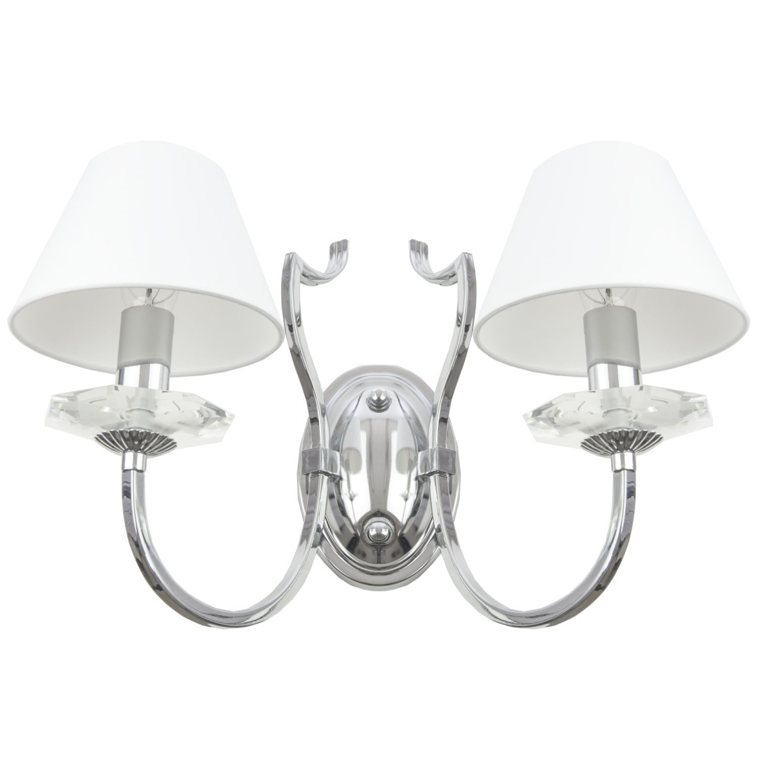 Wandlampe Metall Stoff B: 34 cm Chrom Weiß E14 2-flammig