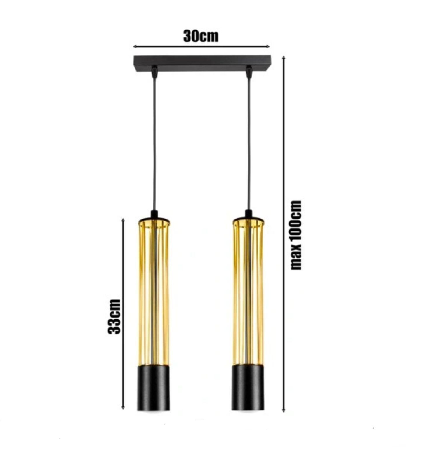 Lampe à suspendre métal GU10 35 cm de long noir or élégant