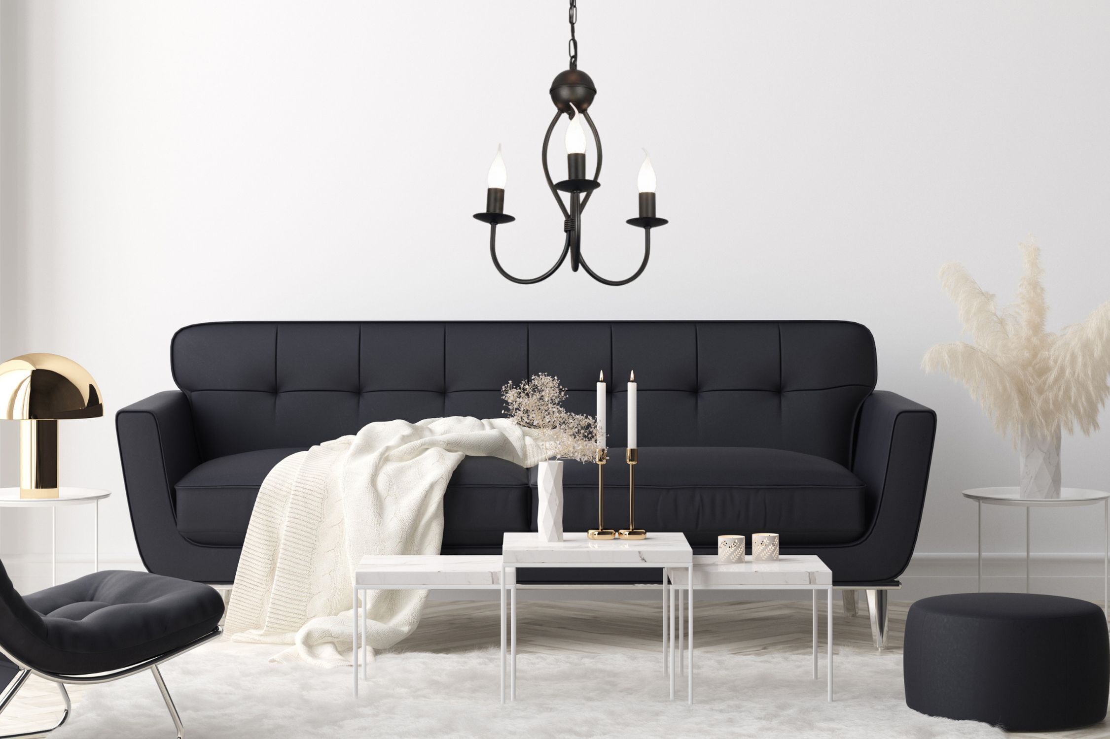 Lustre noir métal L:36 cm E14 Classique